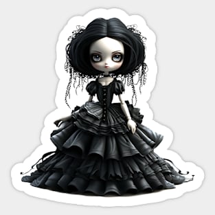 Cute Gothic Doll Illustration Sticker